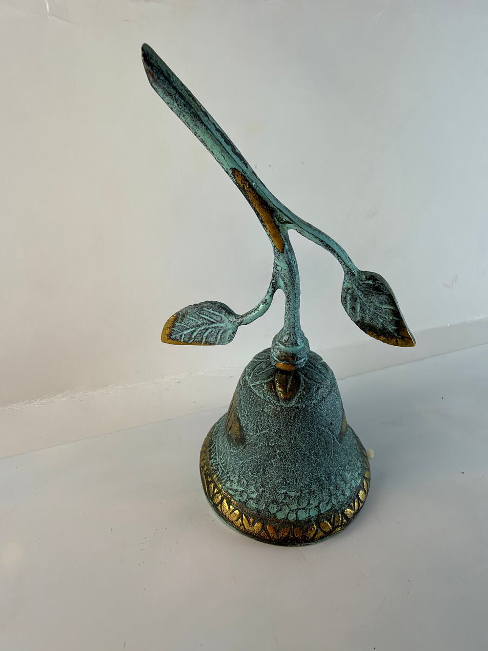 Vintage Greek Solid Bronze Hand Bell – Olive Branch Handle